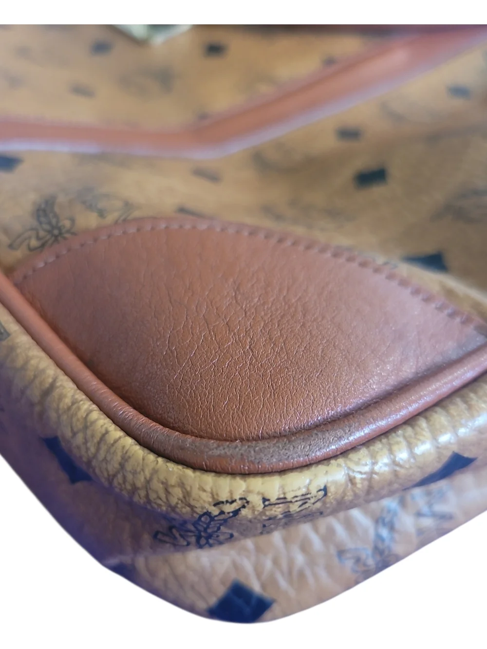 MCM Cognac Visetos Leather Laptop Document Briefcase Bag